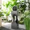Glitzhome® 40.5" Oversized LED Geometric Pedestal & Sphere Outdoor Floor Fountain